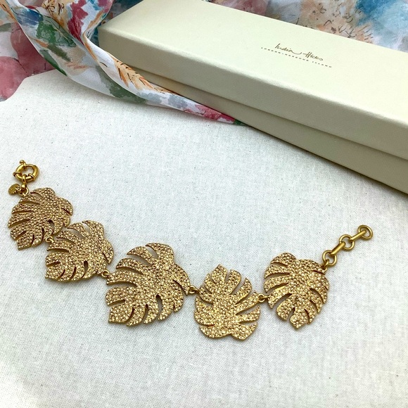 India Hicks Gold Pave Monstera Leaf Bracelet - Picture 1 of 3